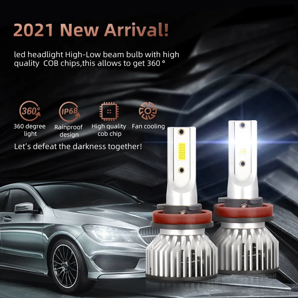 1 Pair Aluminum Car Led Headlight F2A Ip68 Waterproof White Light