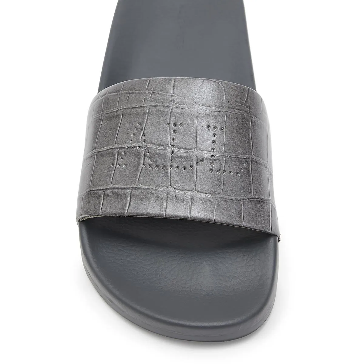 All Saints Womens Karli Croco Suede Slip On Pool Slides