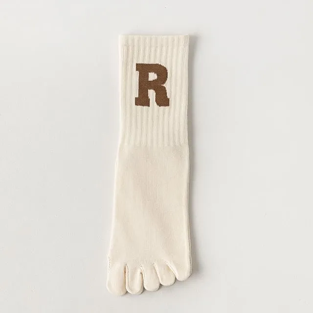 Anti-Slip Letter Embroidered Toe Socks