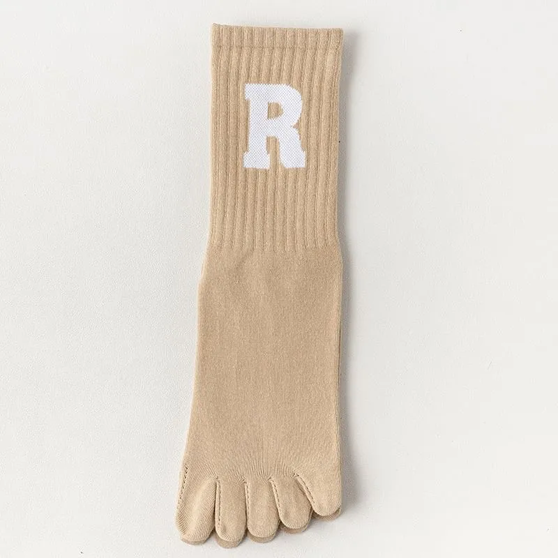 Anti-Slip Letter Embroidered Toe Socks