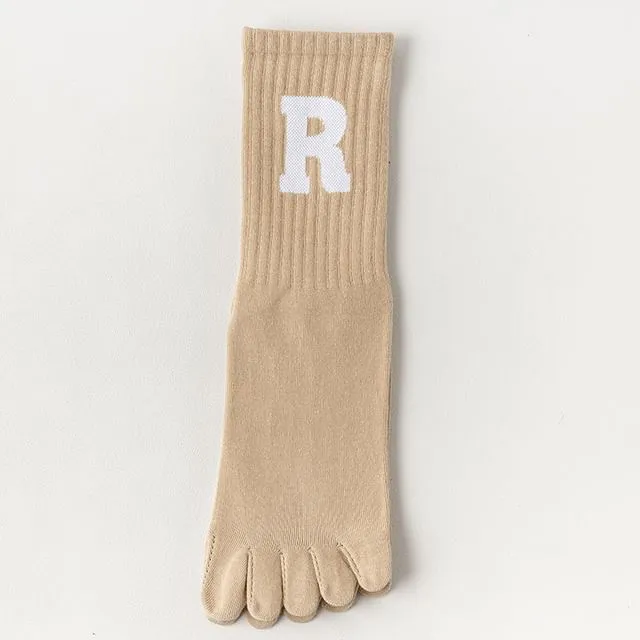 Anti-Slip Letter Embroidered Toe Socks