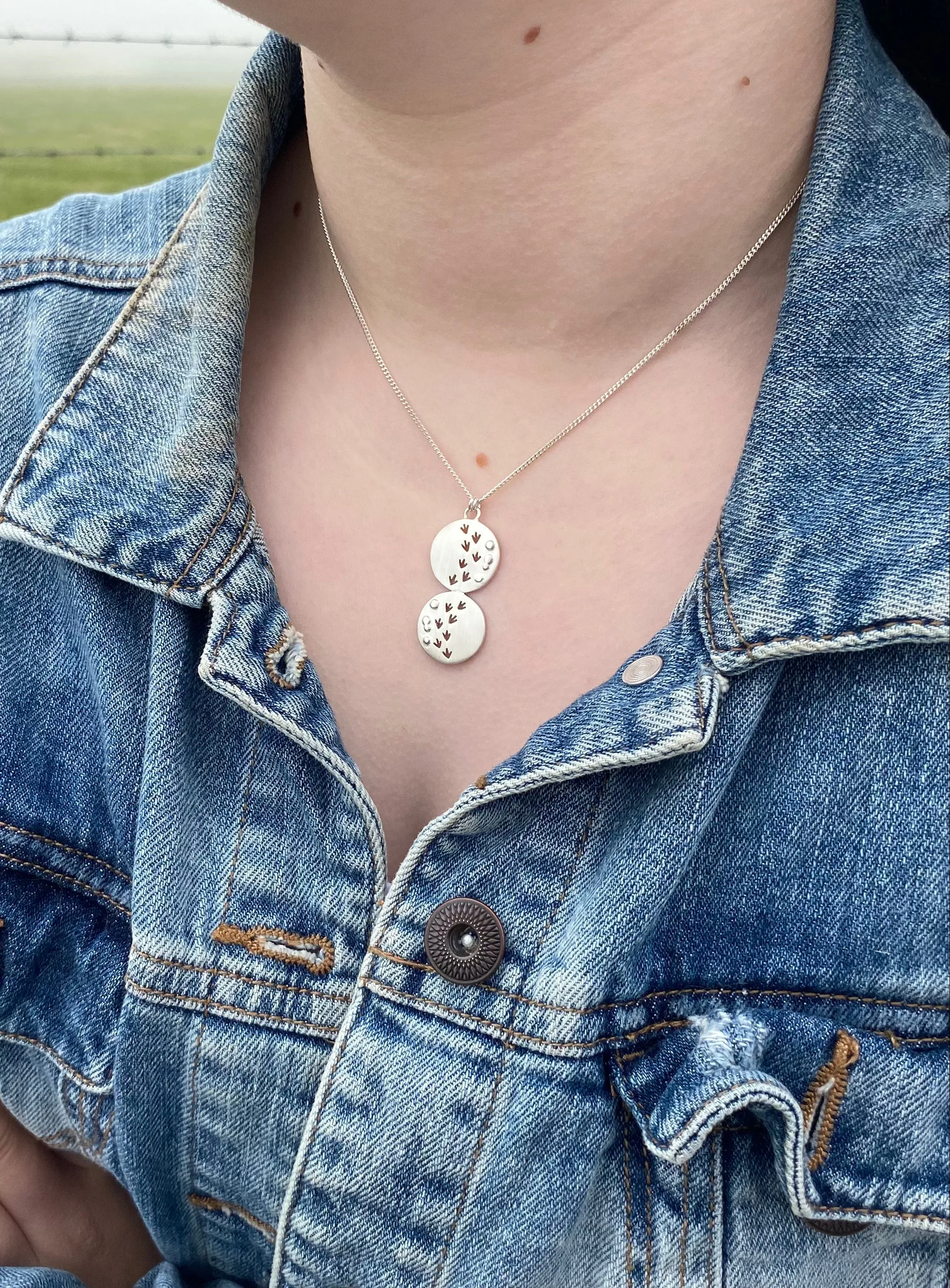 Bird Prints in the Sand Double Pendant