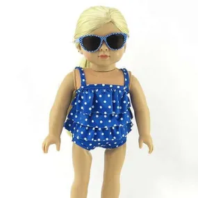 Blue Polka Dot 2 Piece Bathing Suit for 18 inch Doll