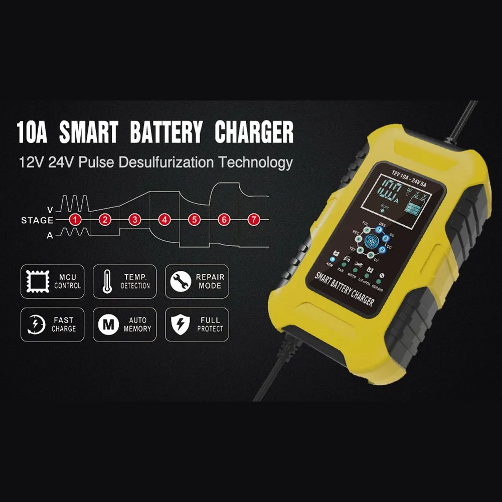 Car Battery Smart Charger 12V 10A 24V 5A 7-stage Automatic
