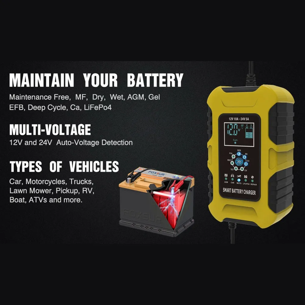 Car Battery Smart Charger 12V 10A 24V 5A 7-stage Automatic