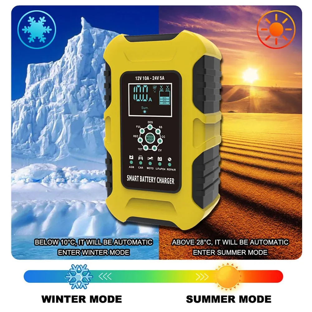 Car Battery Smart Charger 12V 10A 24V 5A 7-stage Automatic