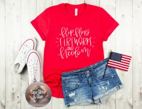 flip flops fireworks and freedom (white ink)