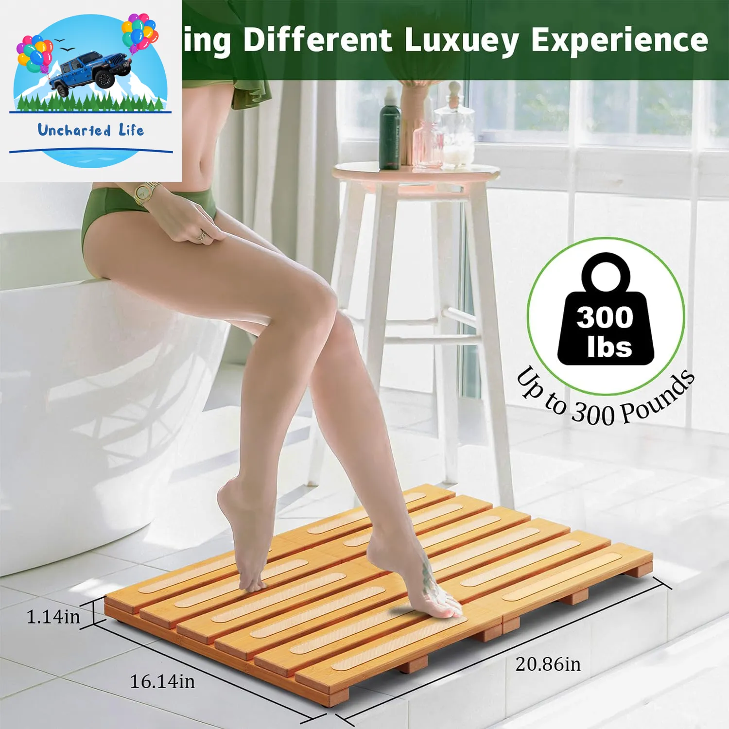 Foldable Bamboo Bath Mat: Dual Anti-Slip, Waterproof Design