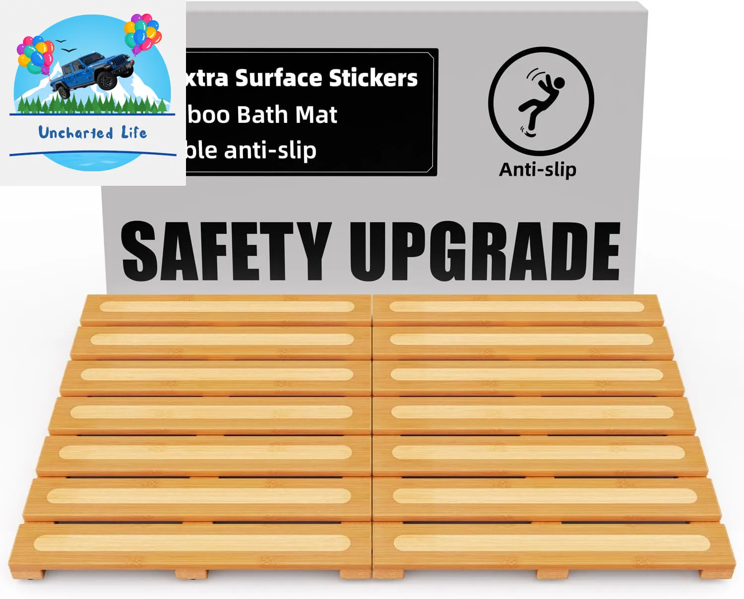 Foldable Bamboo Bath Mat: Dual Anti-Slip, Waterproof Design
