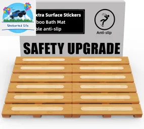 Foldable Bamboo Bath Mat: Dual Anti-Slip, Waterproof Design