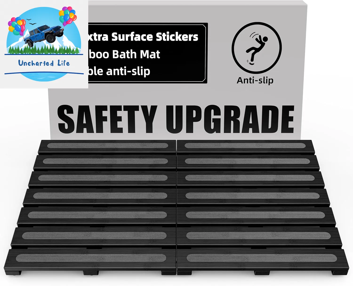 Foldable Bamboo Bath Mat: Dual Anti-Slip, Waterproof Design
