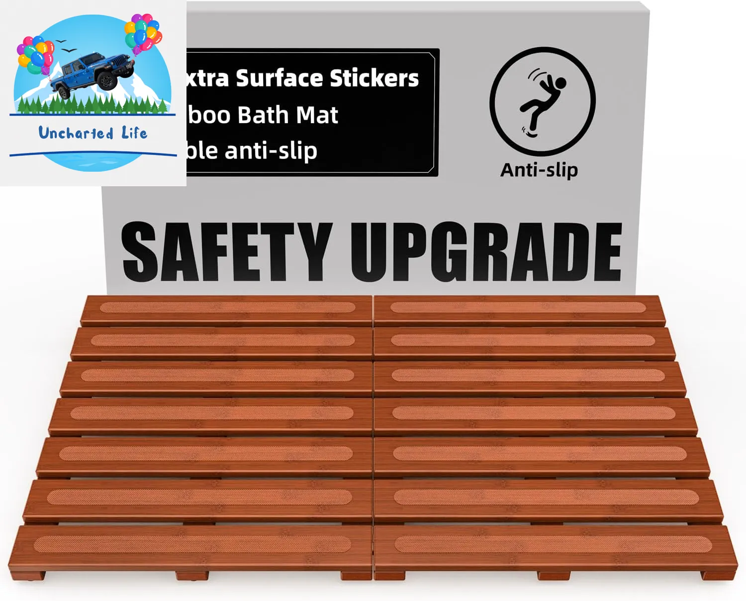 Foldable Bamboo Bath Mat: Dual Anti-Slip, Waterproof Design