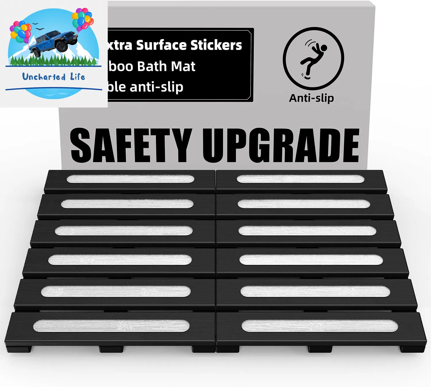 Foldable Bamboo Bath Mat: Dual Anti-Slip, Waterproof Design