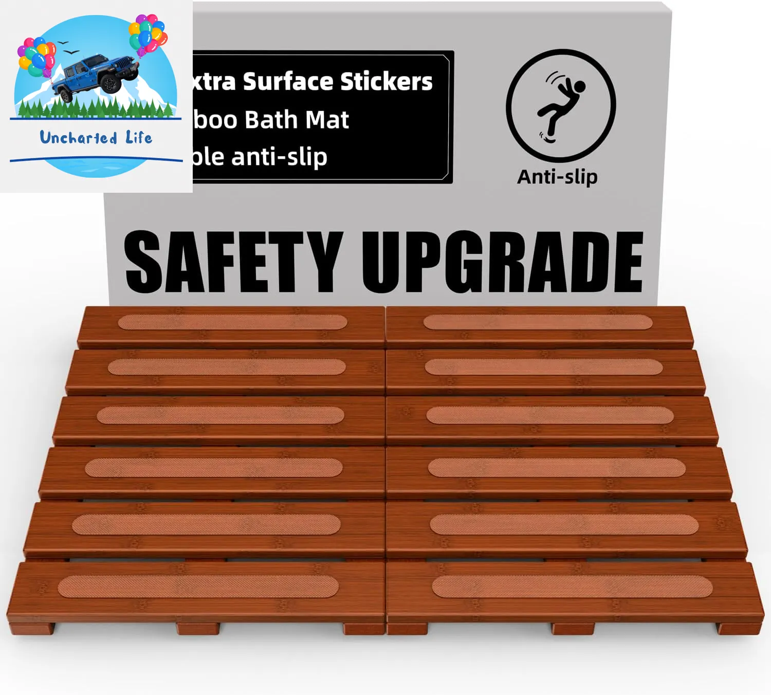 Foldable Bamboo Bath Mat: Dual Anti-Slip, Waterproof Design