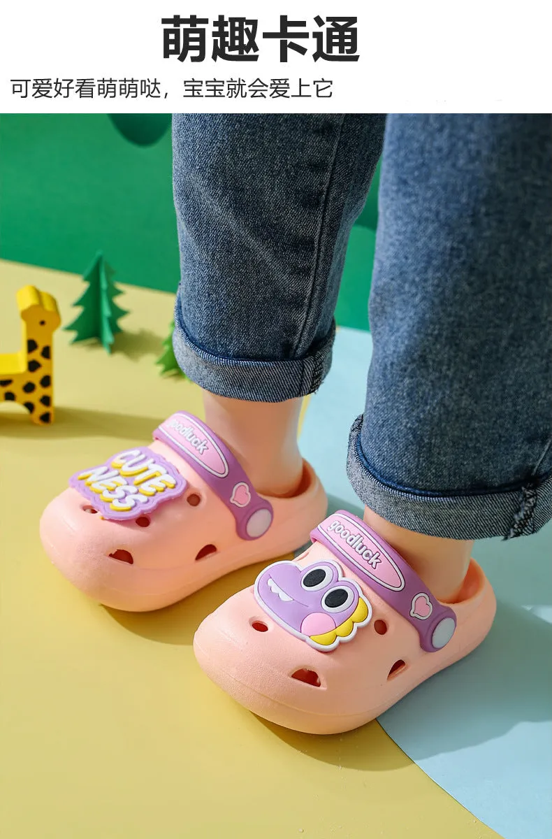 hulianfu Cartoon Dinosaur Kids Slippers Boys Summer Beach Sandals Girls Home Slippers Toddler Anti-Slip Indoor Slides Child Garden Shoes