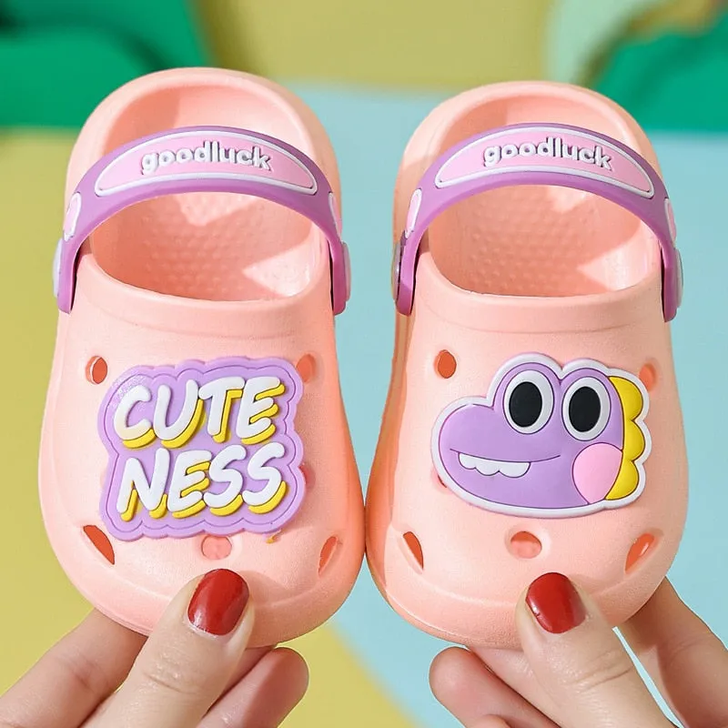 hulianfu Cartoon Dinosaur Kids Slippers Boys Summer Beach Sandals Girls Home Slippers Toddler Anti-Slip Indoor Slides Child Garden Shoes