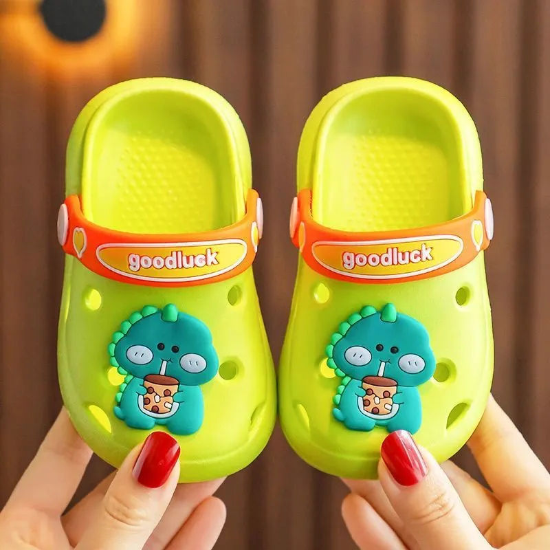 hulianfu Cartoon Dinosaur Kids Slippers Boys Summer Beach Sandals Girls Home Slippers Toddler Anti-Slip Indoor Slides Child Garden Shoes