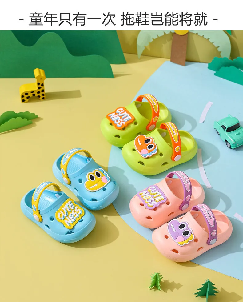 hulianfu Cartoon Dinosaur Kids Slippers Boys Summer Beach Sandals Girls Home Slippers Toddler Anti-Slip Indoor Slides Child Garden Shoes