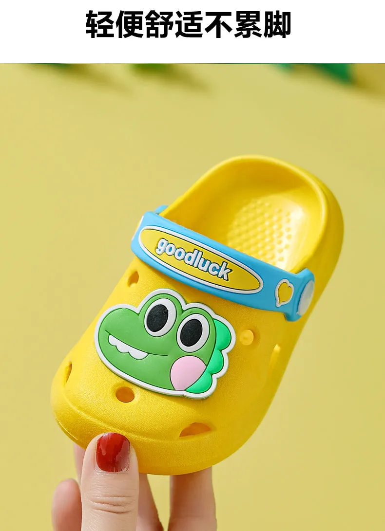 hulianfu Cartoon Dinosaur Kids Slippers Boys Summer Beach Sandals Girls Home Slippers Toddler Anti-Slip Indoor Slides Child Garden Shoes