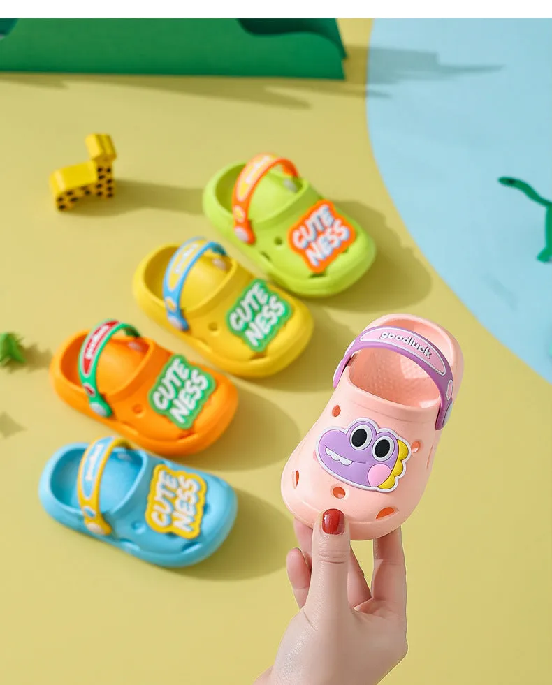 hulianfu Cartoon Dinosaur Kids Slippers Boys Summer Beach Sandals Girls Home Slippers Toddler Anti-Slip Indoor Slides Child Garden Shoes