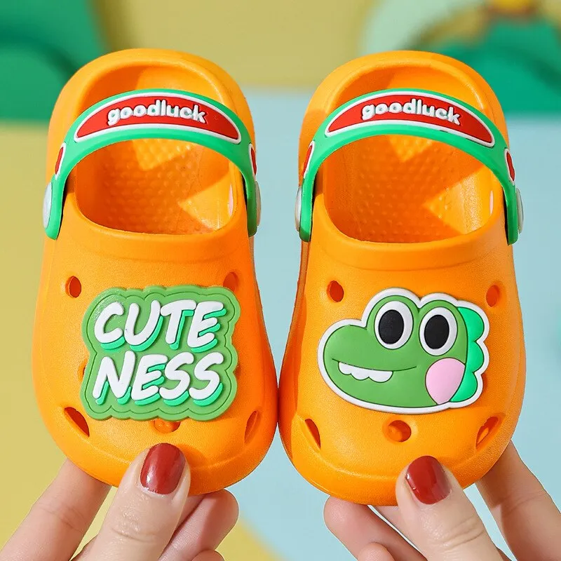 hulianfu Cartoon Dinosaur Kids Slippers Boys Summer Beach Sandals Girls Home Slippers Toddler Anti-Slip Indoor Slides Child Garden Shoes