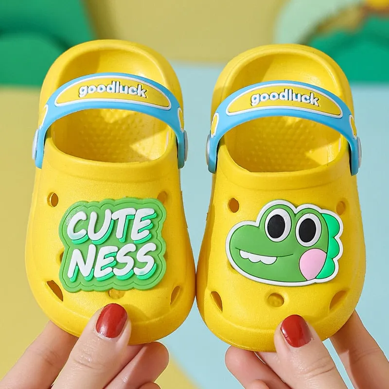 hulianfu Cartoon Dinosaur Kids Slippers Boys Summer Beach Sandals Girls Home Slippers Toddler Anti-Slip Indoor Slides Child Garden Shoes