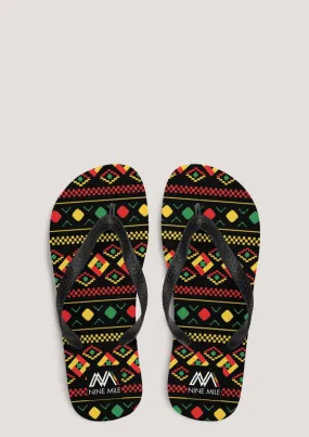 Nine Mile Diamond Reggae Print Flip-Flops