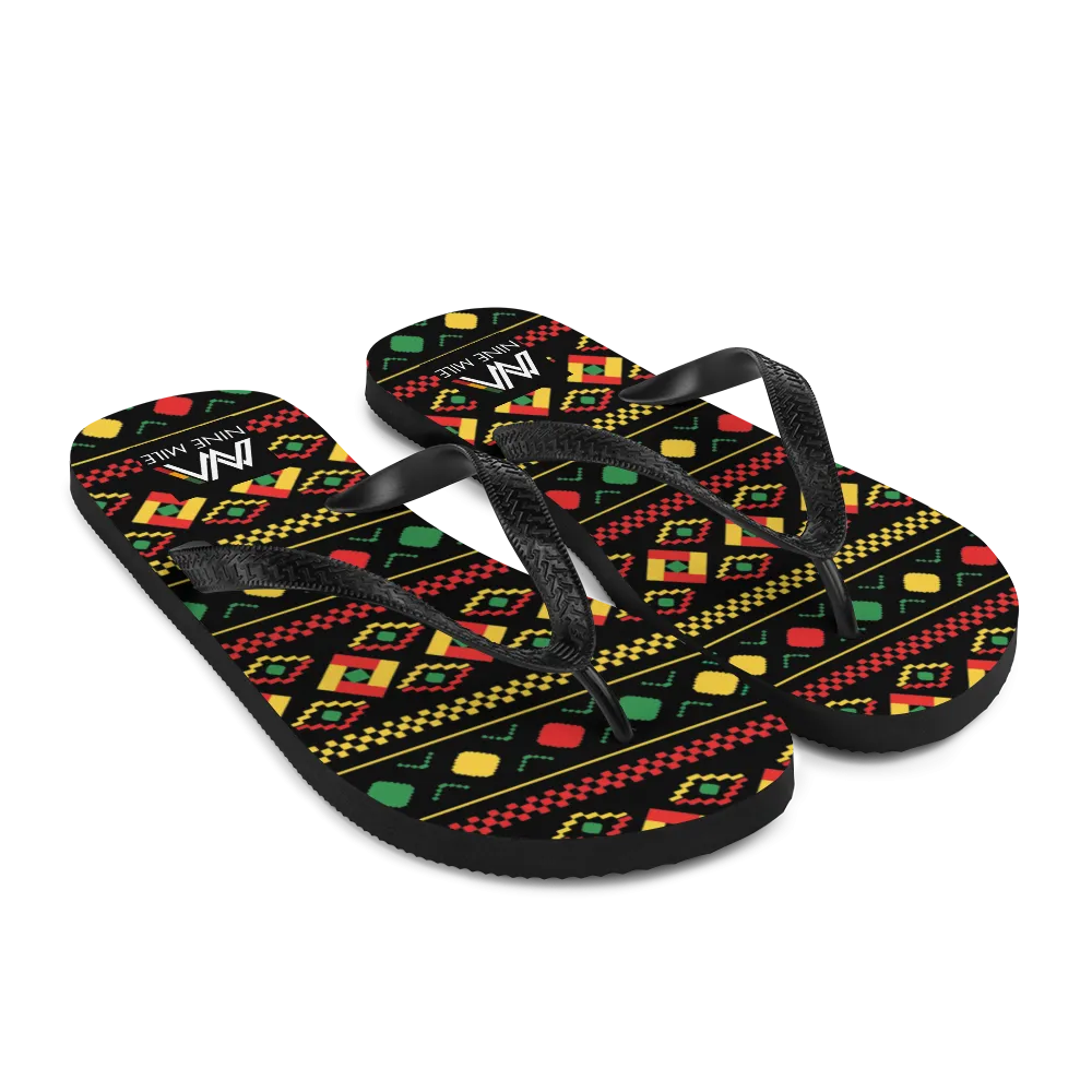 Nine Mile Diamond Reggae Print Flip-Flops