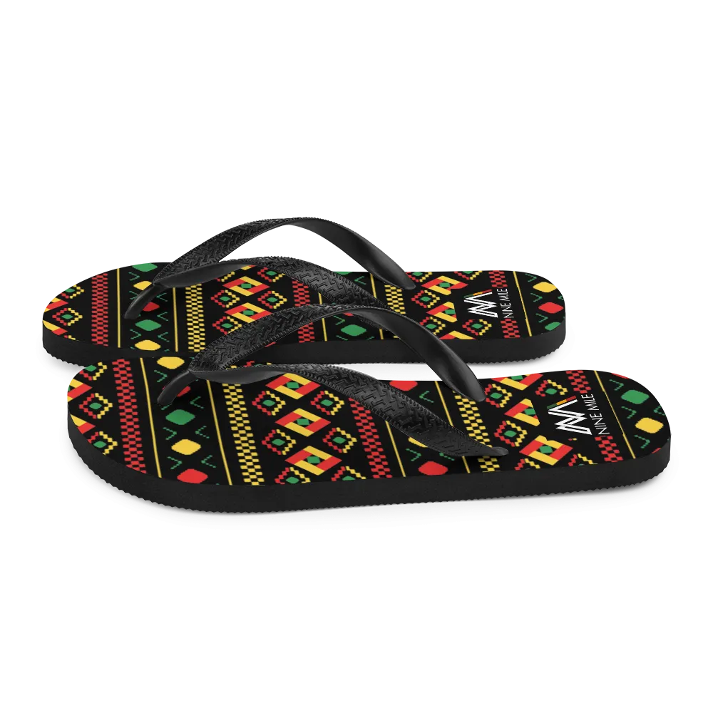 Nine Mile Diamond Reggae Print Flip-Flops