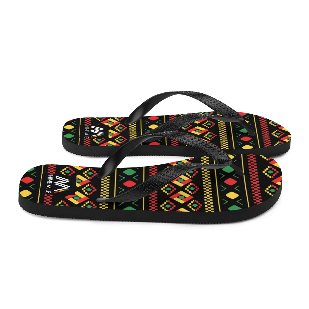 Nine Mile Diamond Reggae Print Flip-Flops