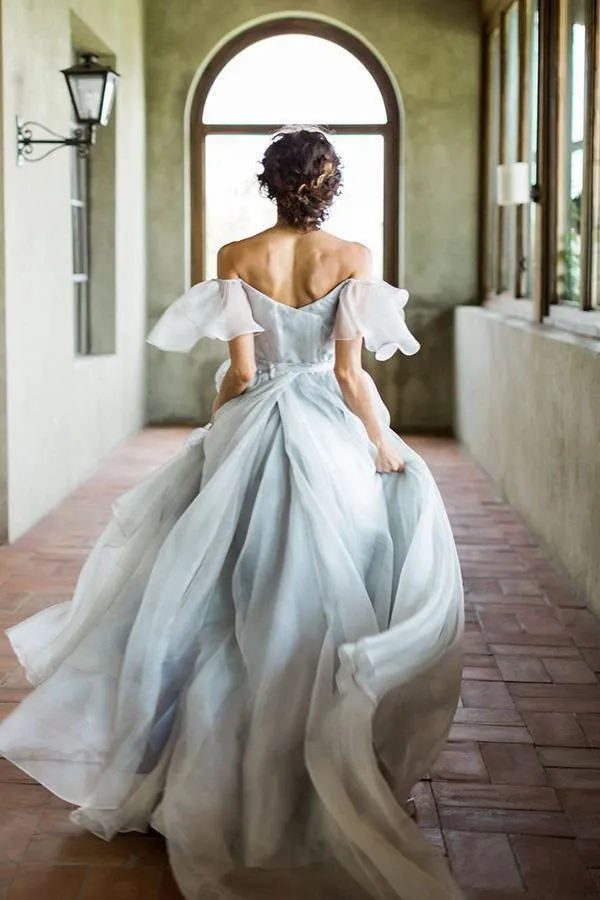 Off Shoulder Unique Design Popular Long Prom Dress Bridal Gown WD500