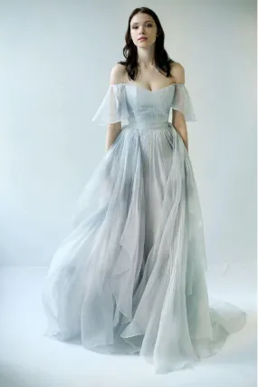 Off Shoulder Unique Design Popular Long Prom Dress Bridal Gown WD500