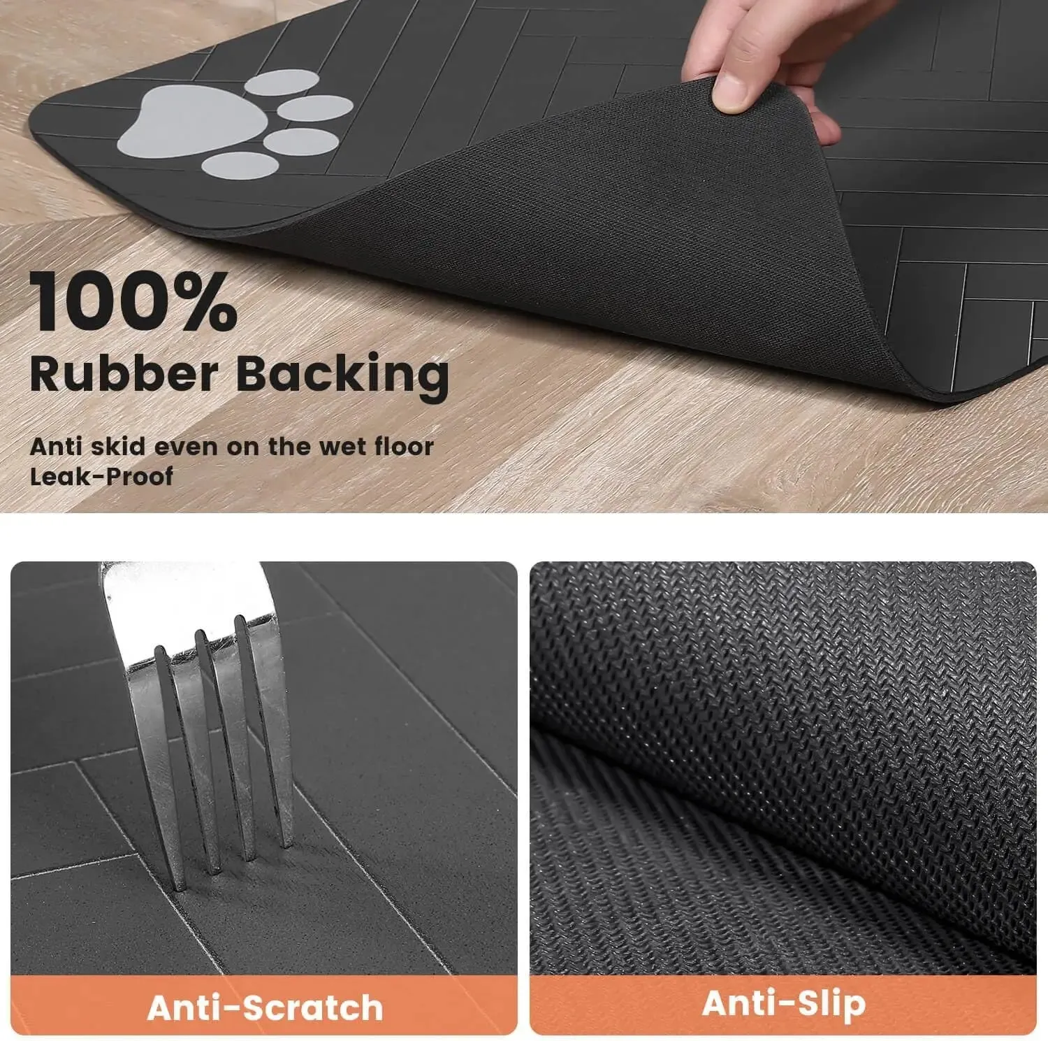 Pet Feeding Mat-Absorbent Pet Placemat for Food and Water Bowl, with Waterproof Rubber Backing, Quick Dry Water Mat for Dogs or Cats