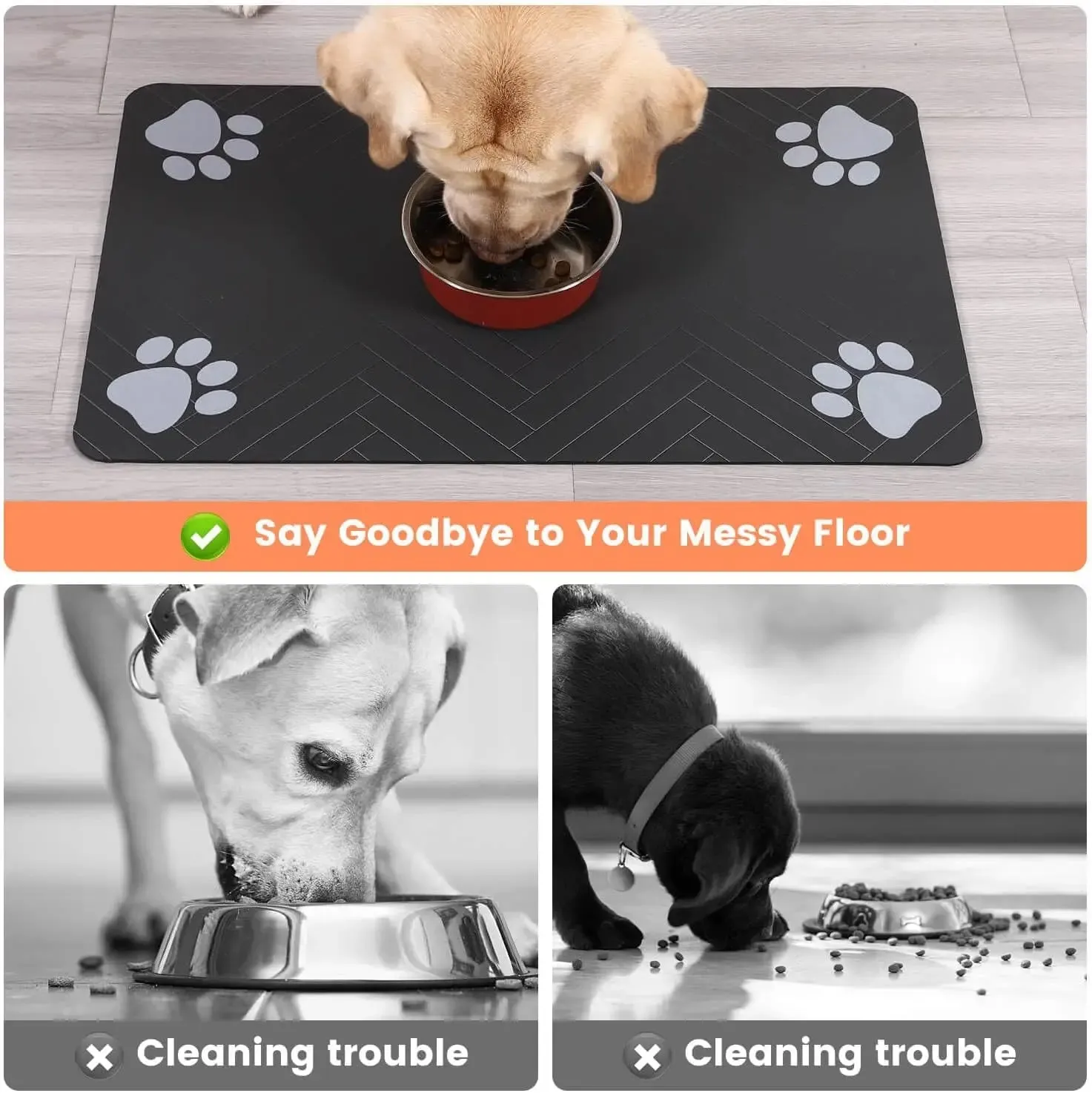 Pet Feeding Mat-Absorbent Pet Placemat for Food and Water Bowl, with Waterproof Rubber Backing, Quick Dry Water Mat for Dogs or Cats
