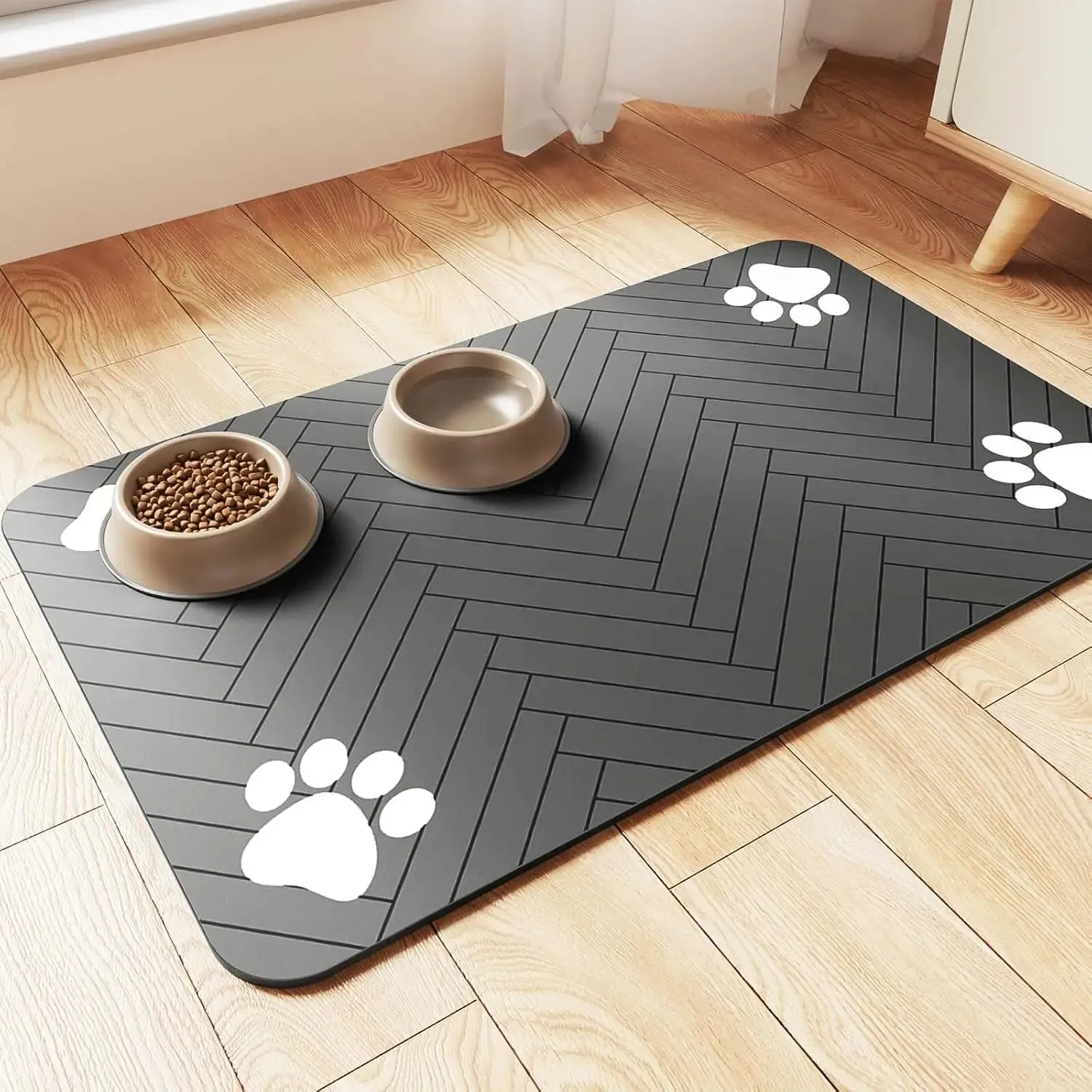 Pet Feeding Mat-Absorbent Pet Placemat for Food and Water Bowl, with Waterproof Rubber Backing, Quick Dry Water Mat for Dogs or Cats