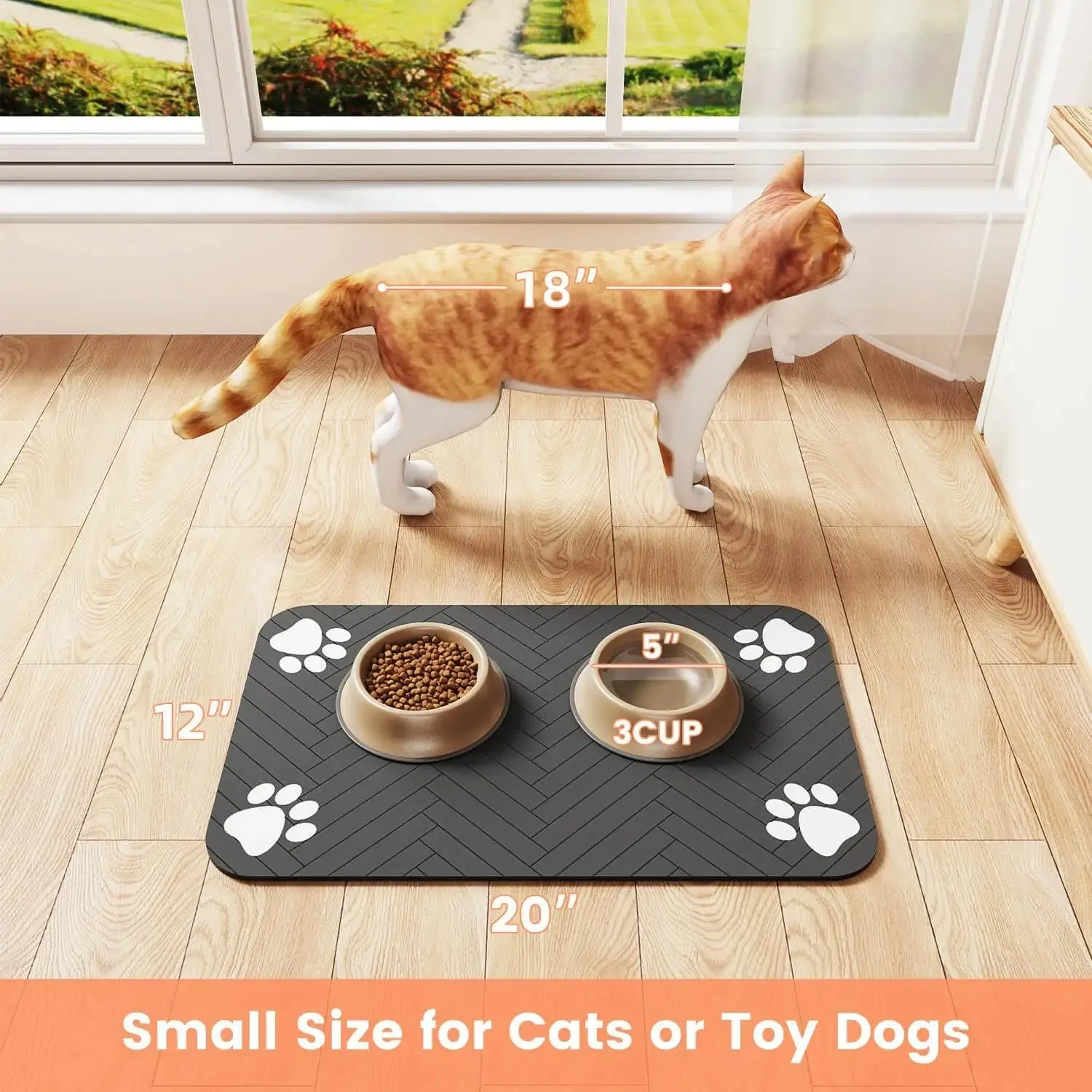 Pet Feeding Mat-Absorbent Pet Placemat for Food and Water Bowl, with Waterproof Rubber Backing, Quick Dry Water Mat for Dogs or Cats