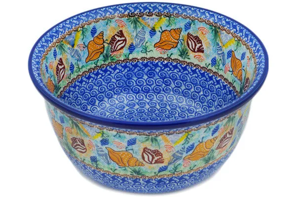 Polish Pottery 11" Bowl Ocean Whisper UNIKAT