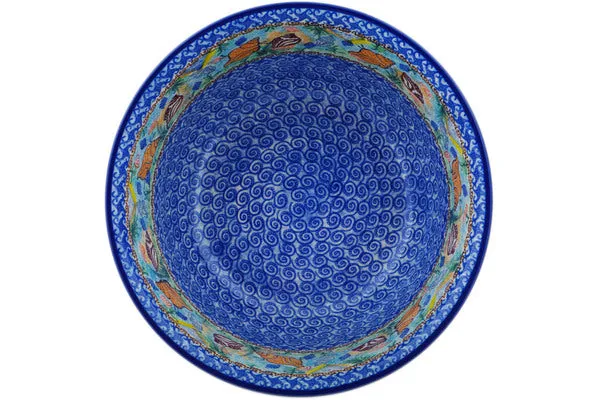 Polish Pottery 11" Bowl Ocean Whisper UNIKAT