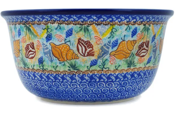Polish Pottery 11" Bowl Ocean Whisper UNIKAT