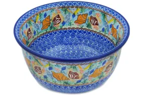 Polish Pottery 11" Bowl Ocean Whisper UNIKAT