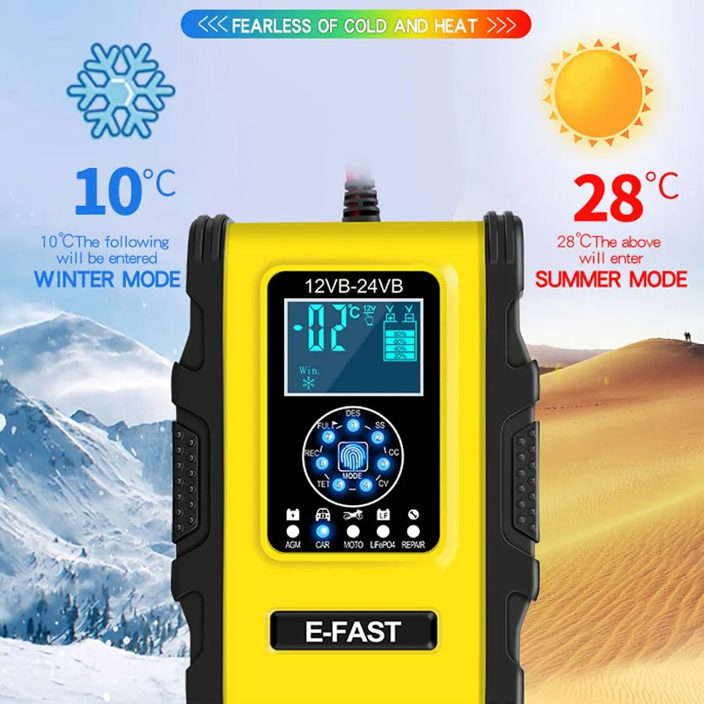 Quick Car Battery Charger 12v/24v Intelligent 7-stage Automatic