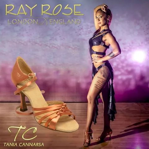 Ray Rose 824-X Tania Dark Tan Satin Ladies Latin Dance Shoe