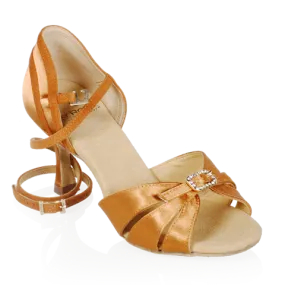 Ray Rose 871-X Pavo Adjustable Front Rounded Toe Ladies Light Tan Satin Latin Shoe