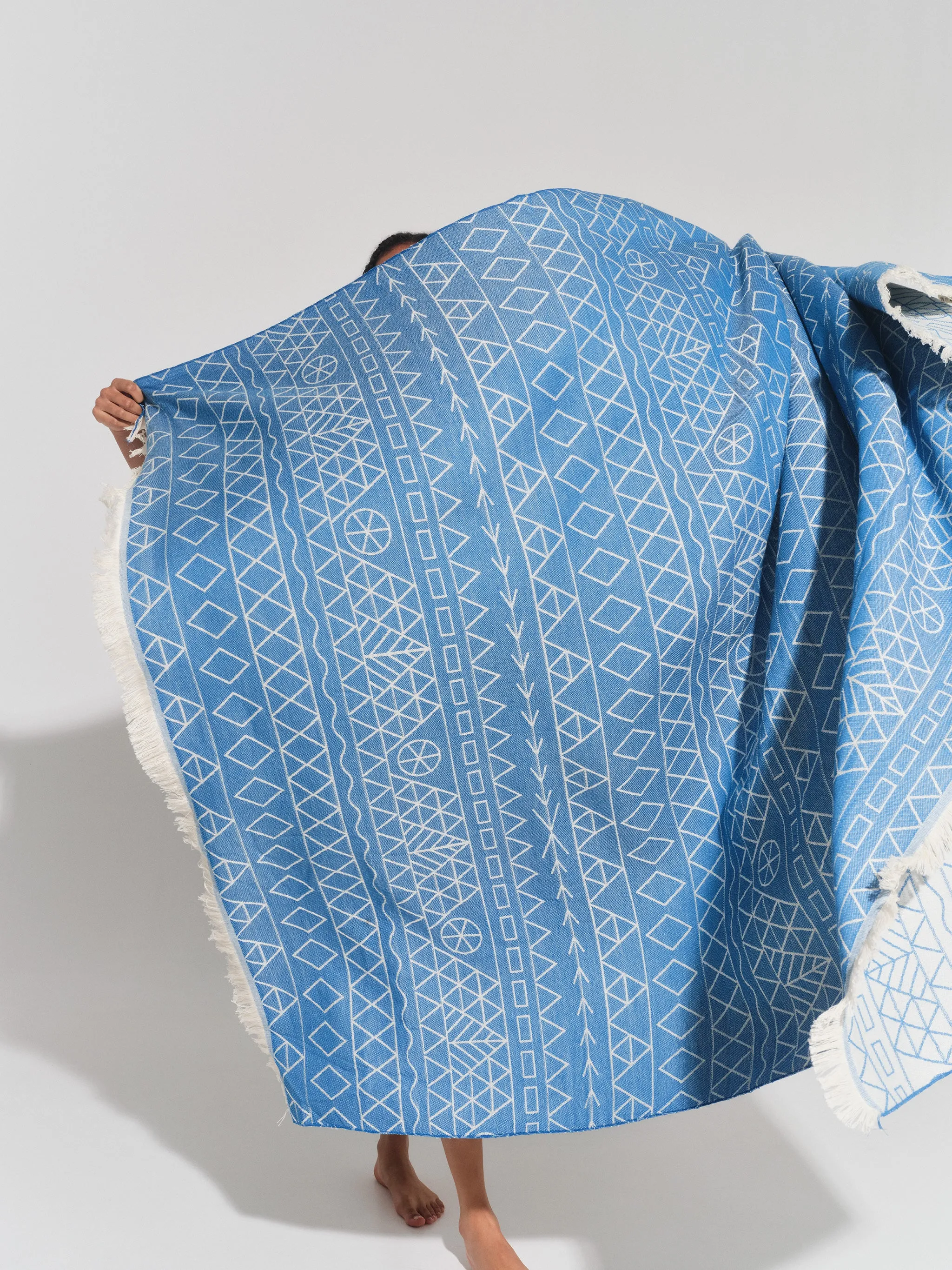 Tinos Bright Blue | Double Feather Beach Towel